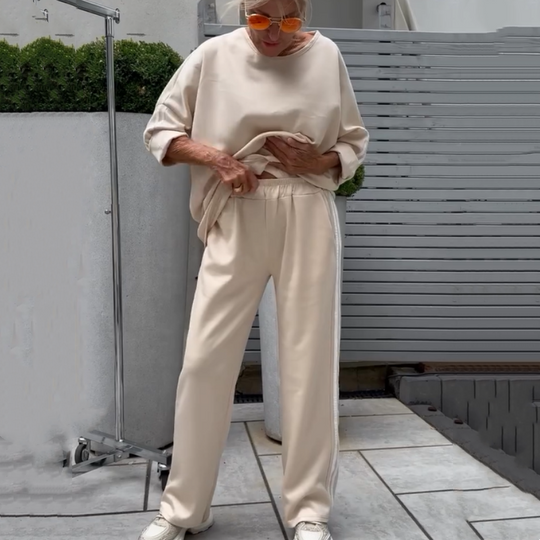 Dames casual gestreepte tops ＆ brede pijpen 2-delige set