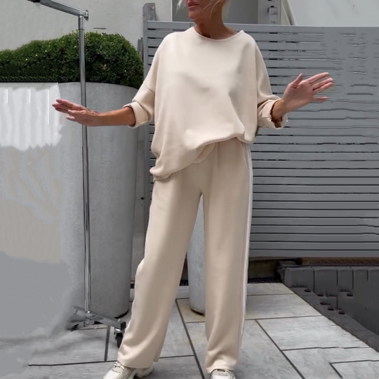 Dames casual gestreepte tops ＆ brede pijpen 2-delige set