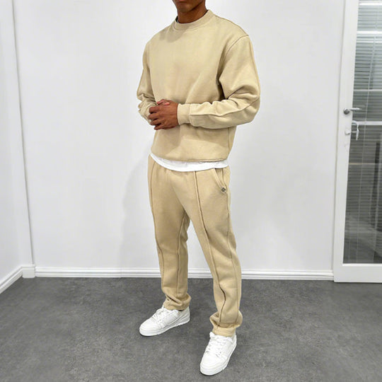 Men’s Solid Color Top & High Waist Jogger Pants 2-Piece Set