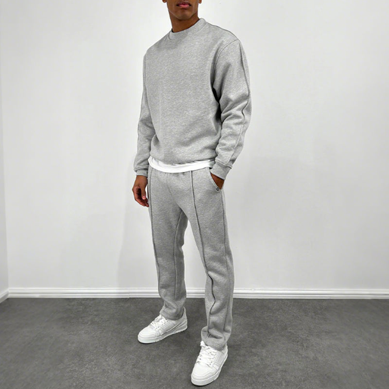 Men’s Solid Color Top & High Waist Jogger Pants 2-Piece Set