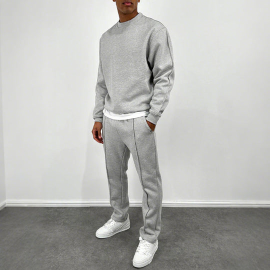 Men’s Solid Color Top & High Waist Jogger Pants 2-Piece Set