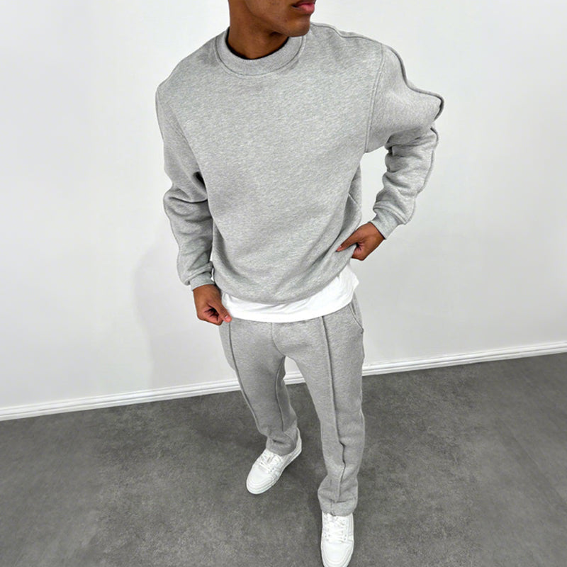 Men’s Solid Color Top & High Waist Jogger Pants 2-Piece Set
