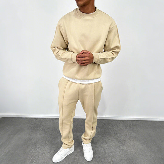 Men’s Solid Color Top & High Waist Jogger Pants 2-Piece Set