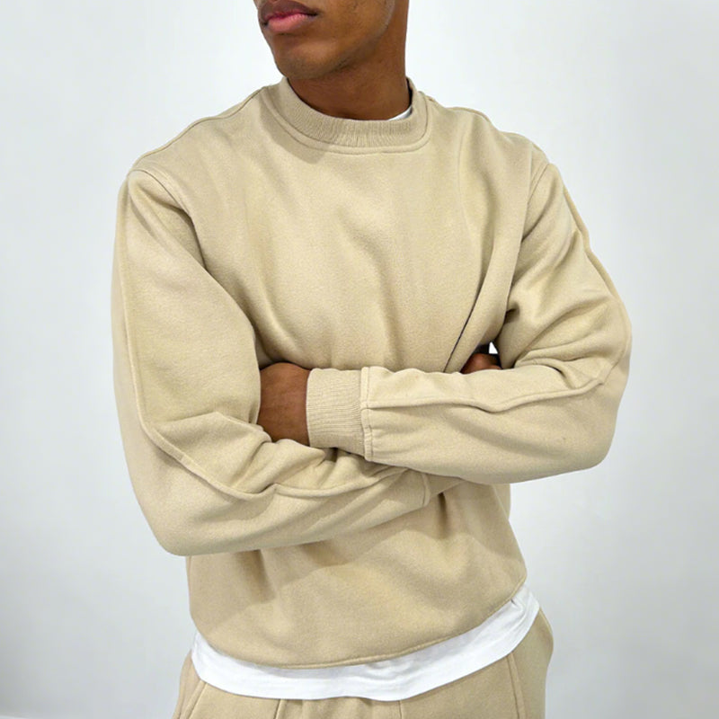 Men’s Solid Color Top & High Waist Jogger Pants 2-Piece Set