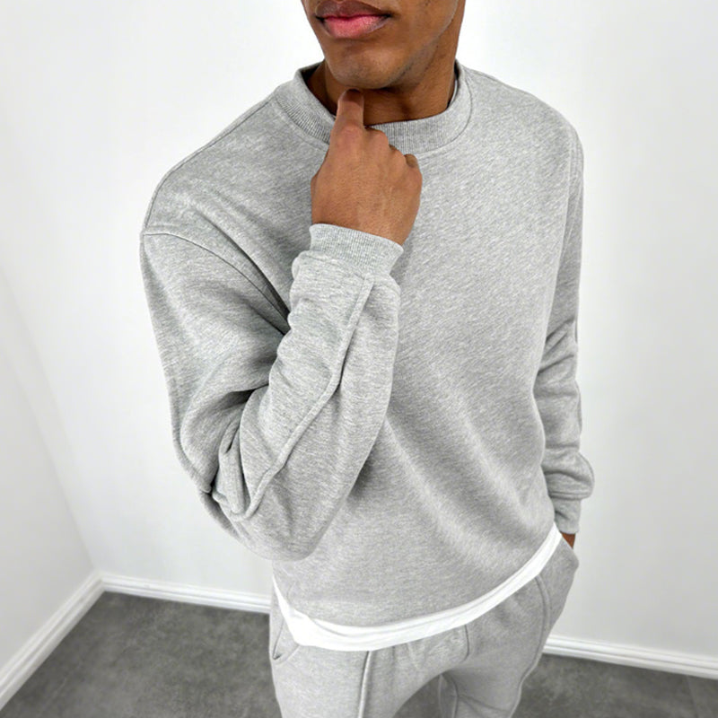 Men’s Solid Color Top & High Waist Jogger Pants 2-Piece Set