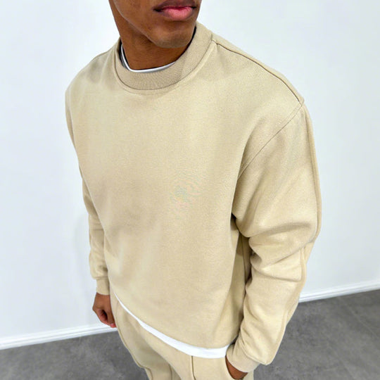 Men’s Solid Color Top & High Waist Jogger Pants 2-Piece Set
