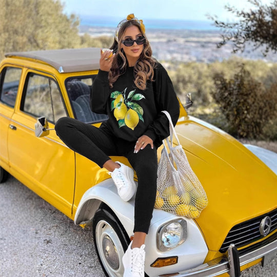 💜 LAST DAY PROMOTION - 50%OFF 💜 Stylish Print Pullover Hoodie & Pants 2-Piece Set