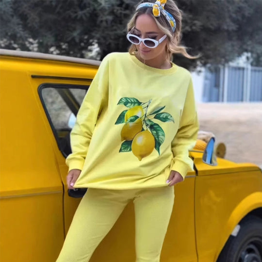 💜 LAST DAY PROMOTION - 50%OFF 💜 Stylish Print Pullover Hoodie & Pants 2-Piece Set