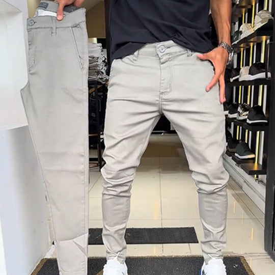 מכנסי צבע מוצקים מזדמנים של גברים