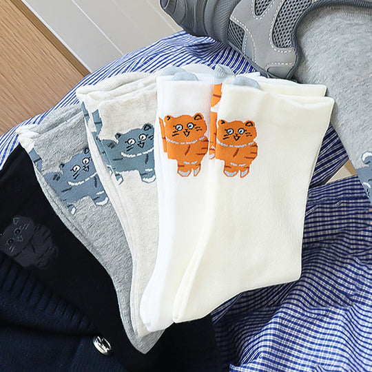 Care Cartuny Cat Crew Socks