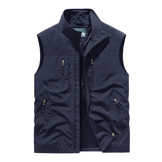👕 Oversized mouwloos herenvest – ruime pasvorm, functionele zakken, trendy straatstijl ✨