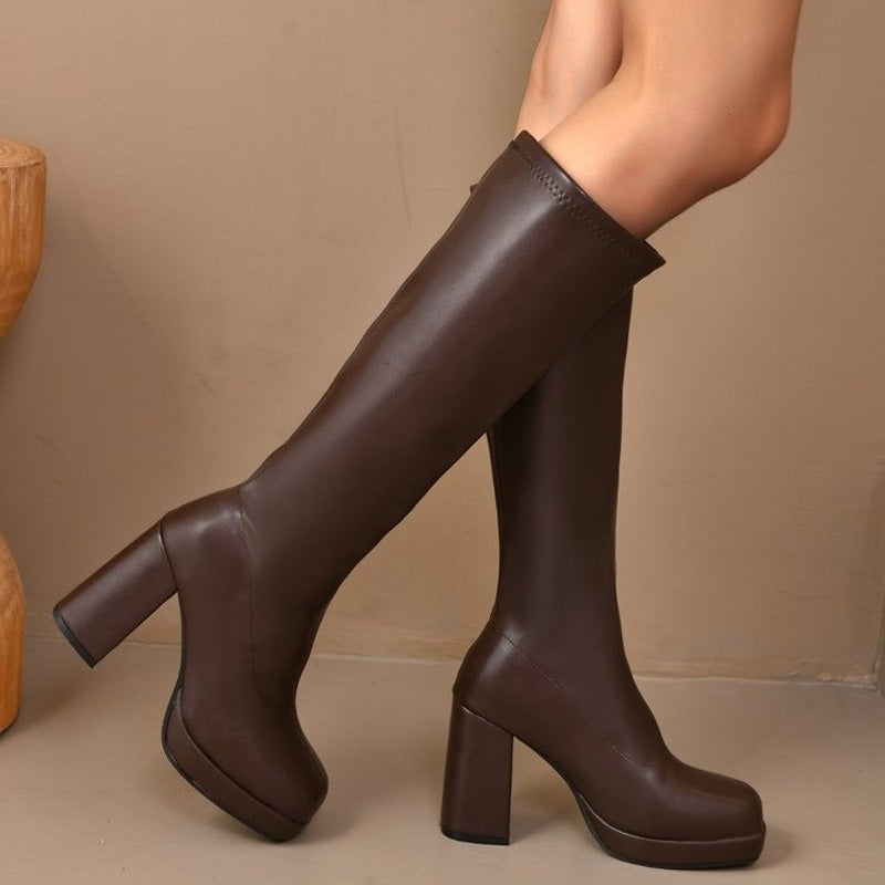 Women's Trendy PU Leather Knee-High Boots