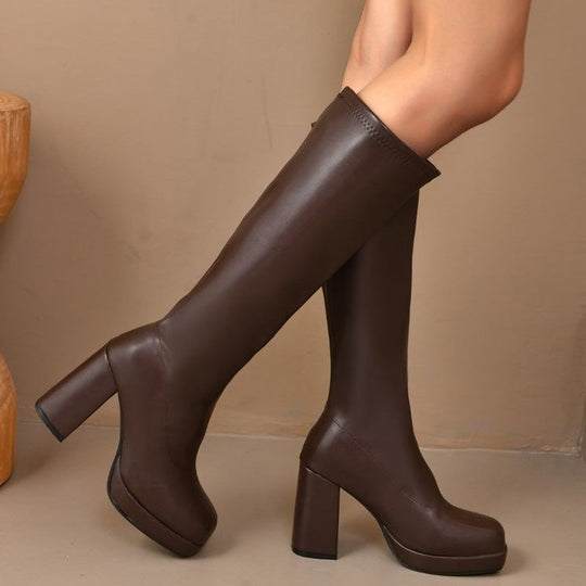 Women's Trendy PU Leather Knee-High Boots