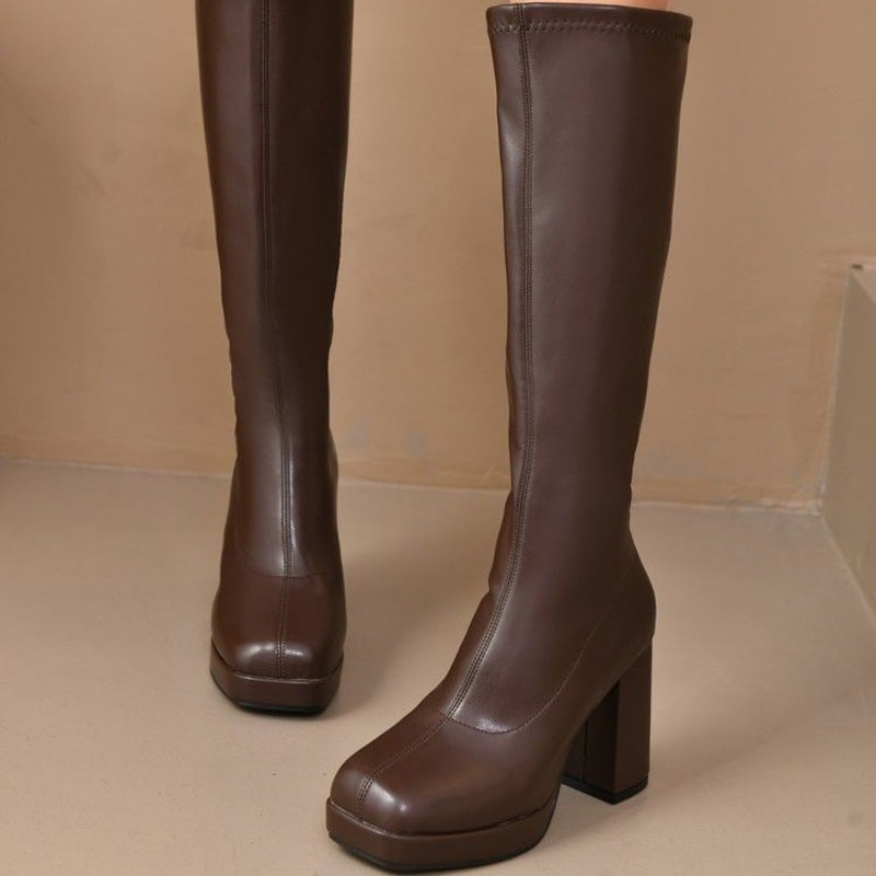Women's Trendy PU Leather Knee-High Boots