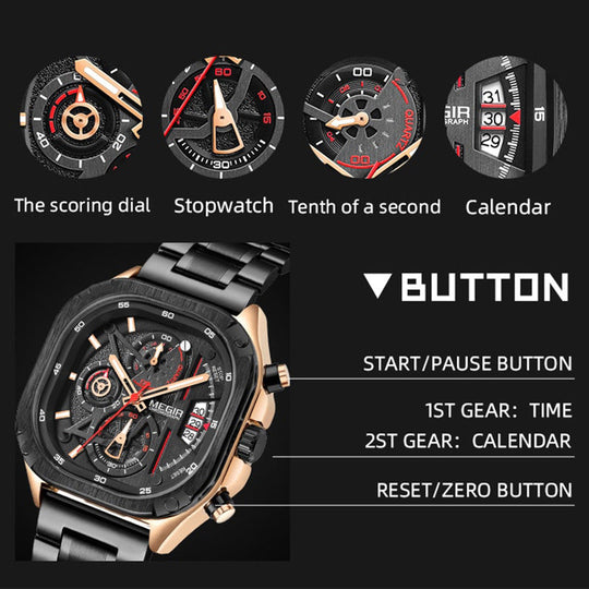 Świetlisty wodoodporny zegarek wielofunkcyjny