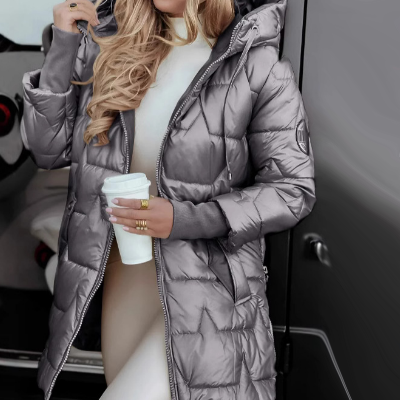 Naisten talvi lämpimät hupulliset keskipitkät takit