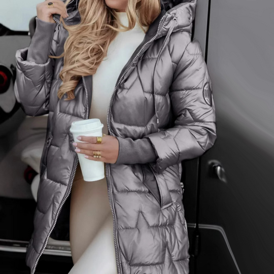 Naisten talvi lämpimät hupulliset keskipitkät takit