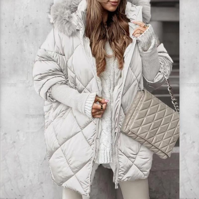 🧥50% OFF! ❄️ Women’s Fashion Mid-length Parka – Knit Sleeve Patchwork, Stylish & Warm for Cold Days ✨