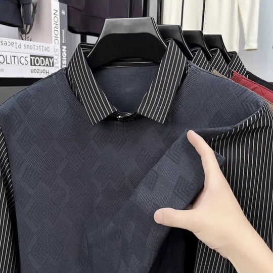 Pánský ležérní faux dvoudílný s dlouhým rukávem