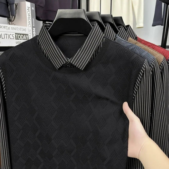 Pánský ležérní faux dvoudílný s dlouhým rukávem