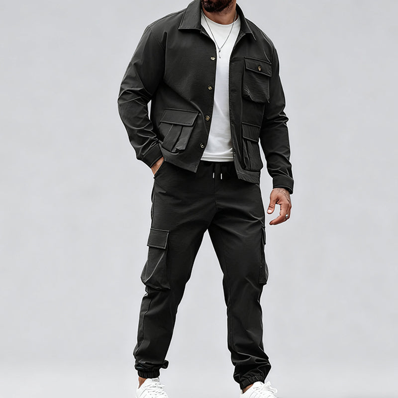 Giacca retrò da uomo & Pantaloni cargo set 2 pezzi