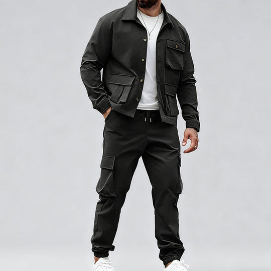Giacca retrò da uomo & Pantaloni cargo set 2 pezzi