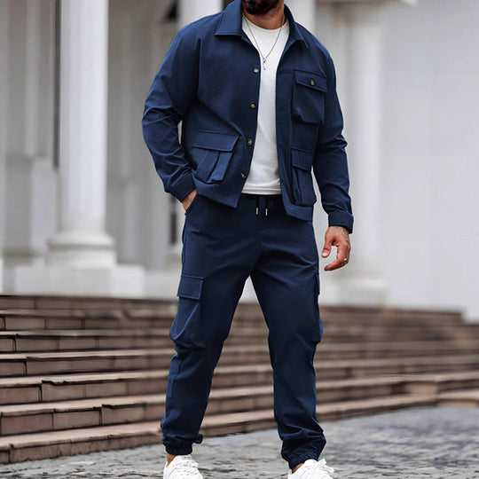 Giacca retrò da uomo & Pantaloni cargo set 2 pezzi