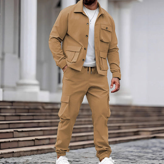 Giacca retrò da uomo & Pantaloni cargo set 2 pezzi