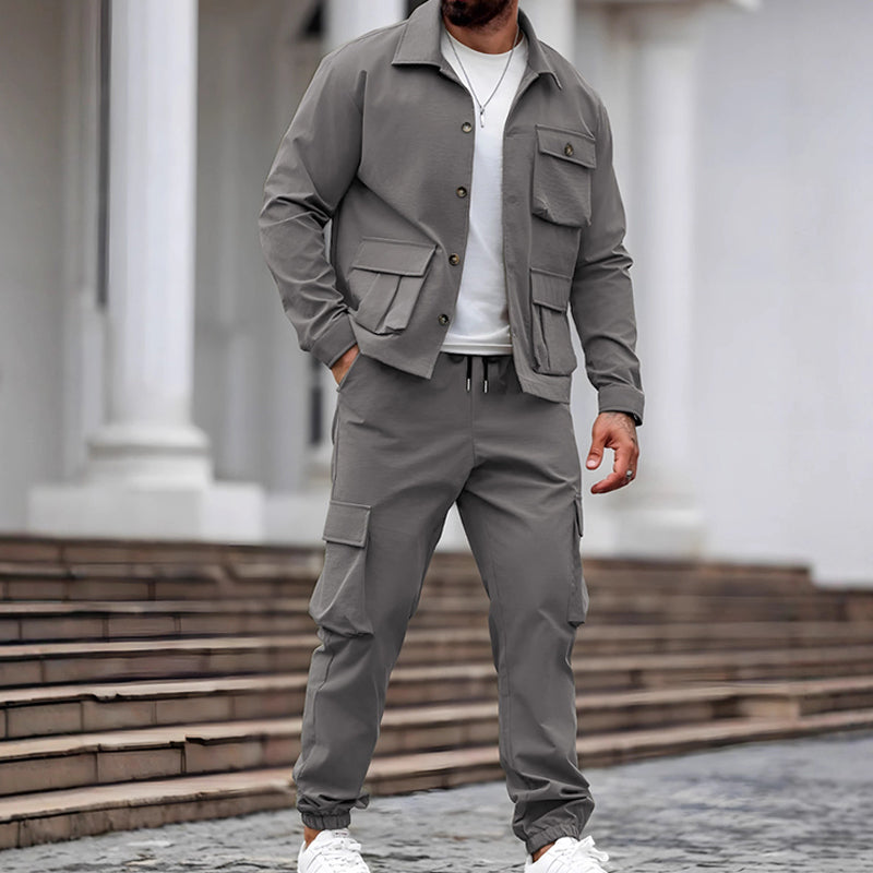 Giacca retrò da uomo & Pantaloni cargo set 2 pezzi
