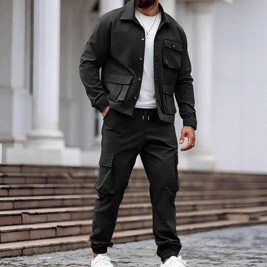 Giacca retrò da uomo & Pantaloni cargo set 2 pezzi