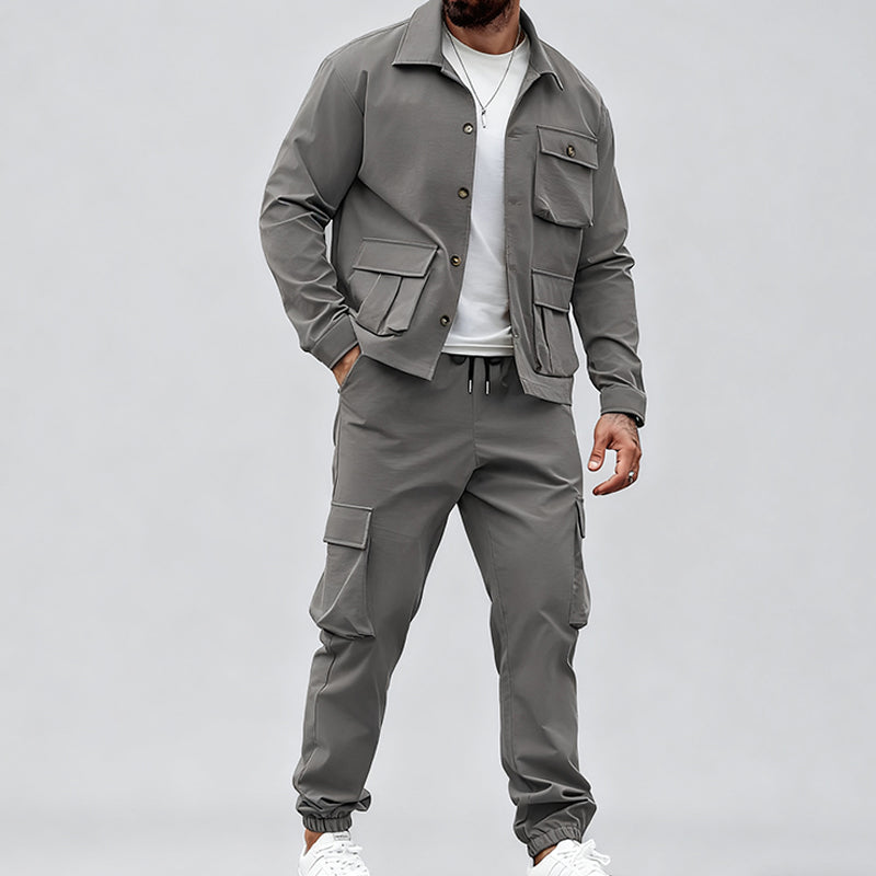 Giacca retrò da uomo & Pantaloni cargo set 2 pezzi
