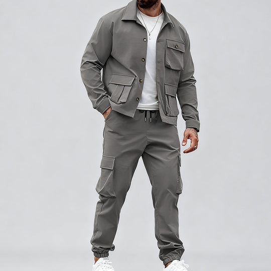 Giacca retrò da uomo & Pantaloni cargo set 2 pezzi