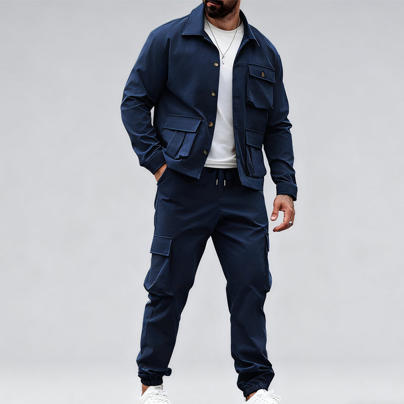Giacca retrò da uomo & Pantaloni cargo set 2 pezzi