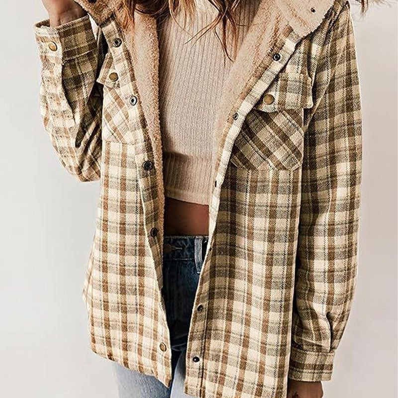 🔥 LAST DAY PROMOTION - 50%OFF 🔥Women's Winter Trendy Plaid Hooded Jacket