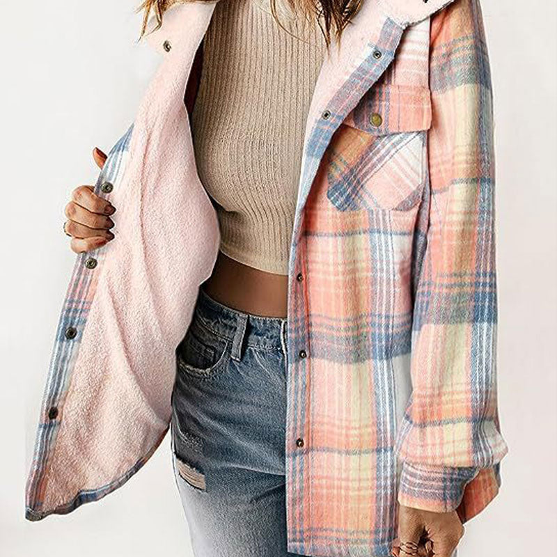 🔥 LAST DAY PROMOTION - 50%OFF 🔥Women's Winter Trendy Plaid Hooded Jacket