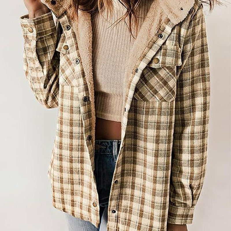 🔥 LAST DAY PROMOTION - 50%OFF 🔥Women's Winter Trendy Plaid Hooded Jacket