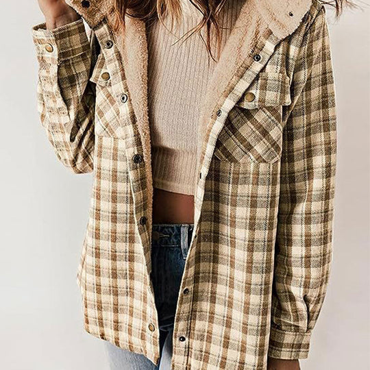 🔥 LAST DAY PROMOTION - 50%OFF 🔥Women's Winter Trendy Plaid Hooded Jacket