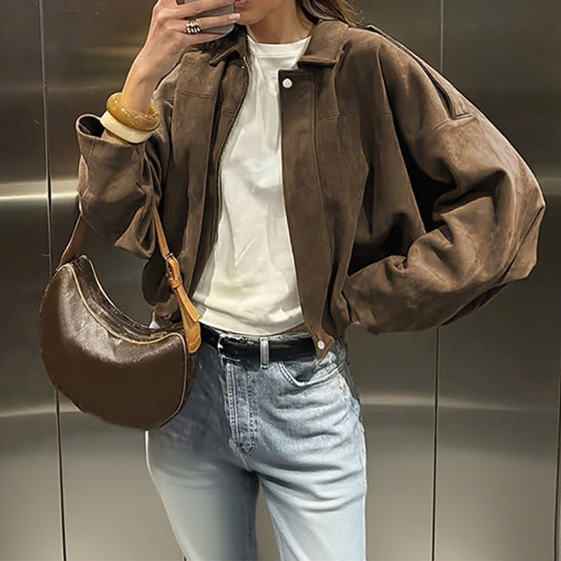 💗LAST DAY - PROMOTION💗Women’s Fashionable Suede-Effect Pilot Jacket