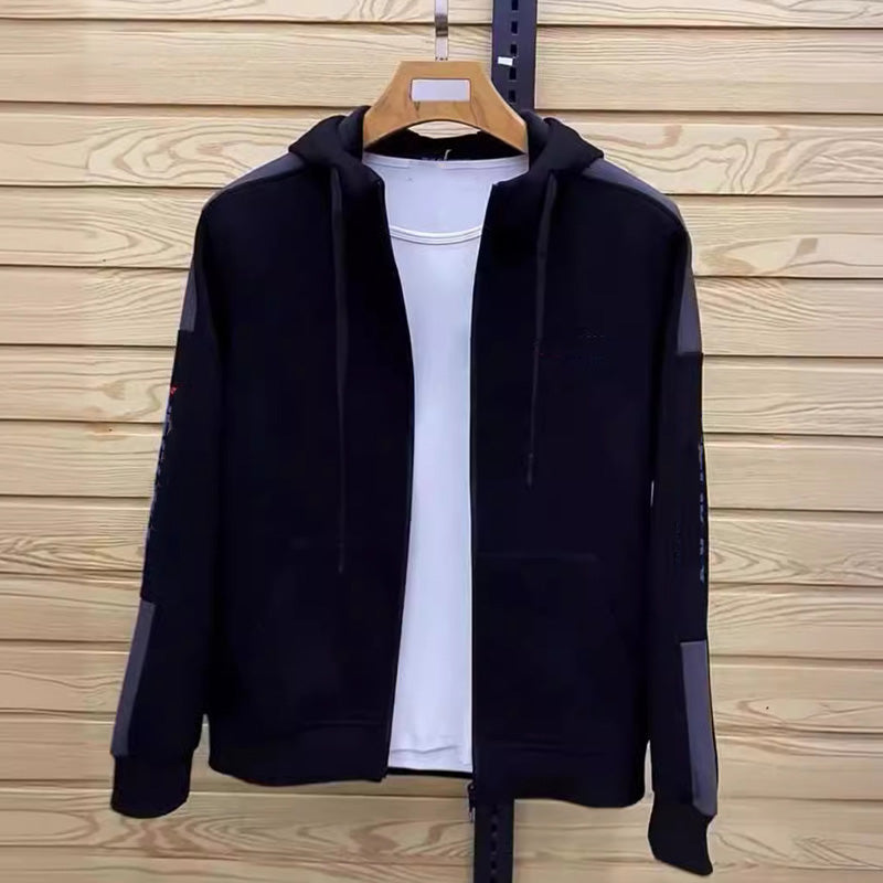 Miesten hupullinen/pystykauluksinen takki & Jogger-housusetti