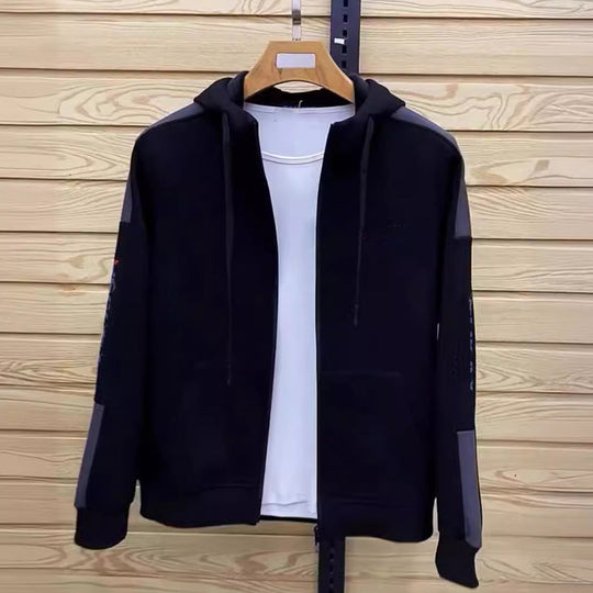 Miesten hupullinen/pystykauluksinen takki & Jogger-housusetti