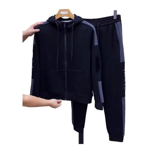 Miesten hupullinen/pystykauluksinen takki & Jogger-housusetti