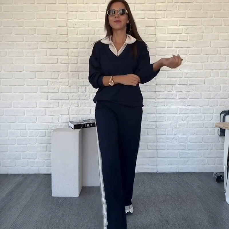 🍂Women's Long Sleeve Lapel Top & Pants Set – Versatile Style, Fits Work Meetings & Weekend Gatherings