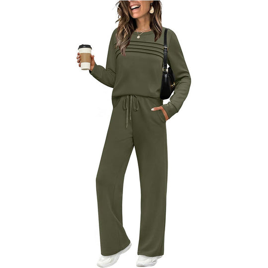 ✨Women's Crew Neck Top & Drawstring Pants Set
