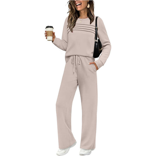 ✨Women's Crew Neck Top & Drawstring Pants Set