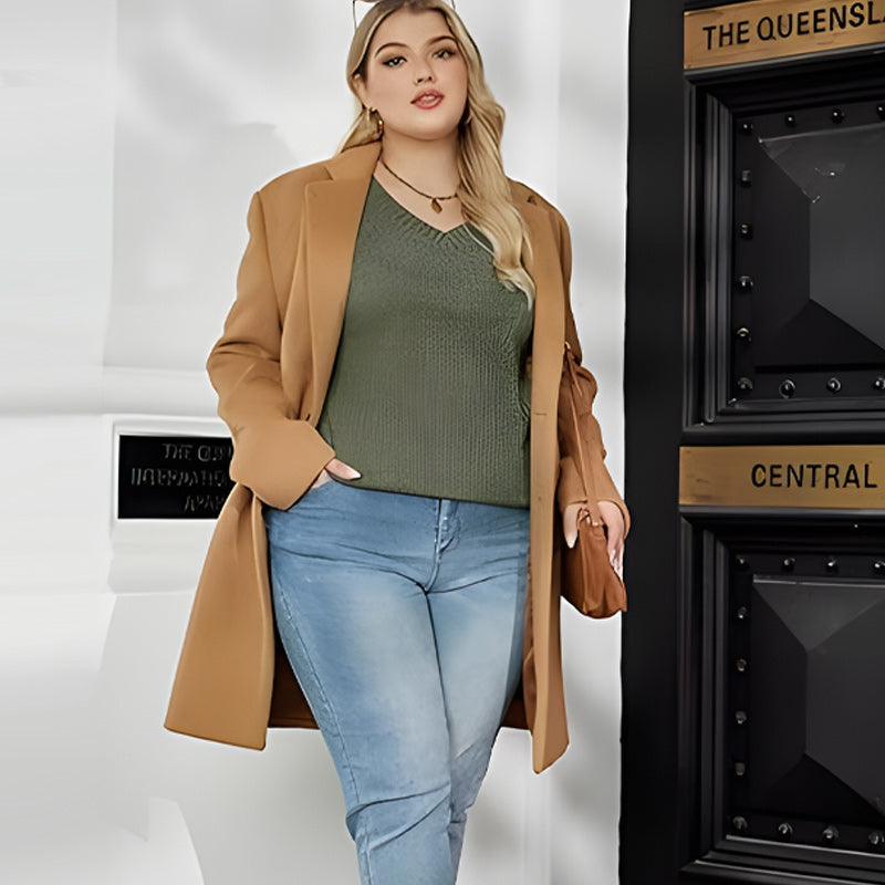 🍂Syksyn kuuma alennusmyynti 50% POIS🔥Naisten V-aukkoinen pitkähihainen yksivärinen neulepusero