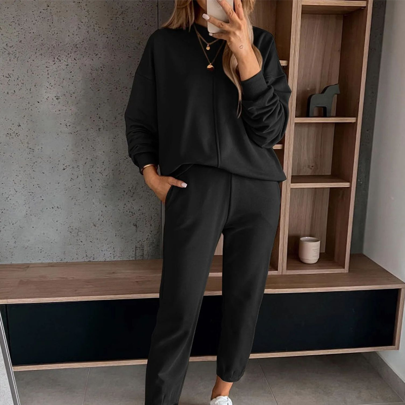 Sudadera acogedora de 2 piezas para mujer & Conjunto de joggers