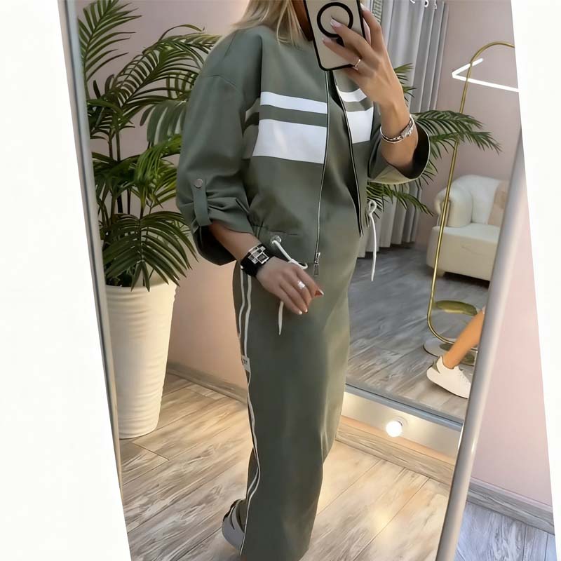 💖 Women's Stand Collar Jacket & Dress Set