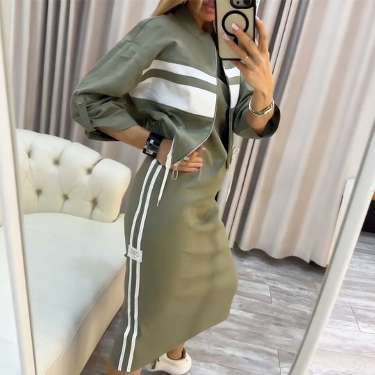 💖 Women's Stand Collar Jacket & Dress Set