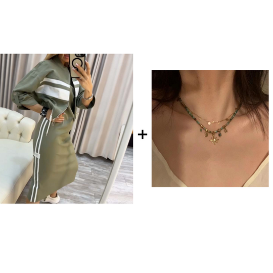 💖 Women's Stand Collar Jacket & Dress Set