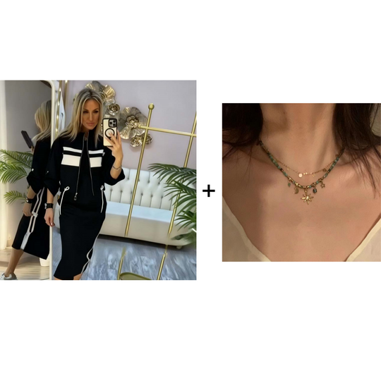 💖 Women's Stand Collar Jacket & Dress Set